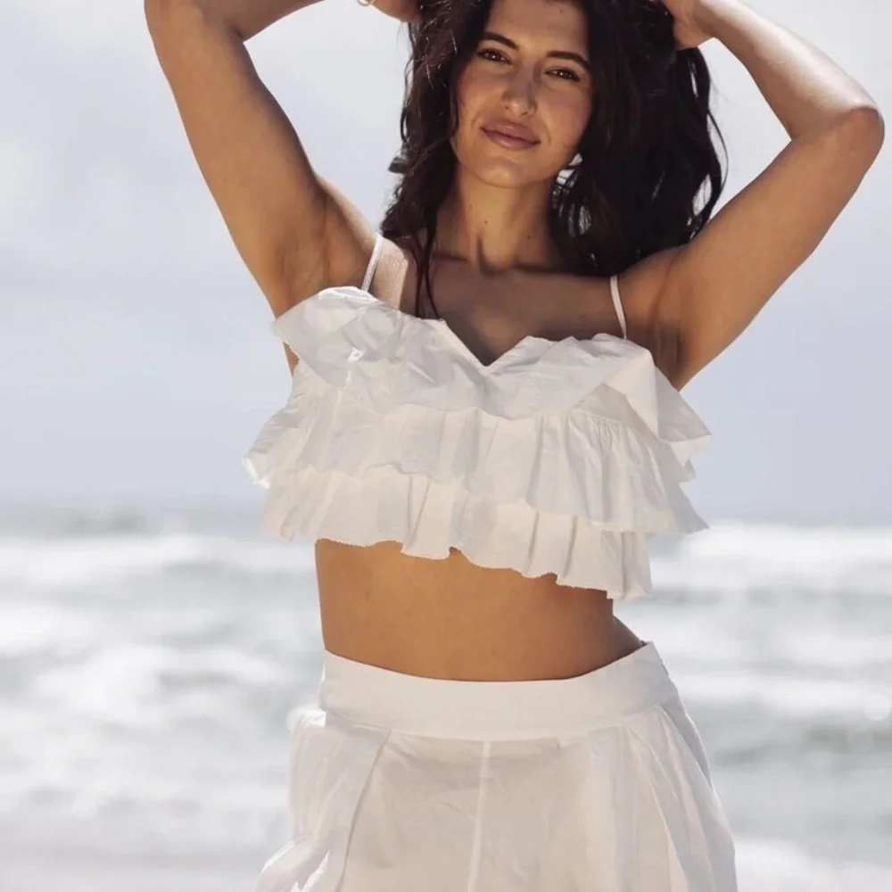 Free People Danelle Top Optic White Cami Ruffle Layered top